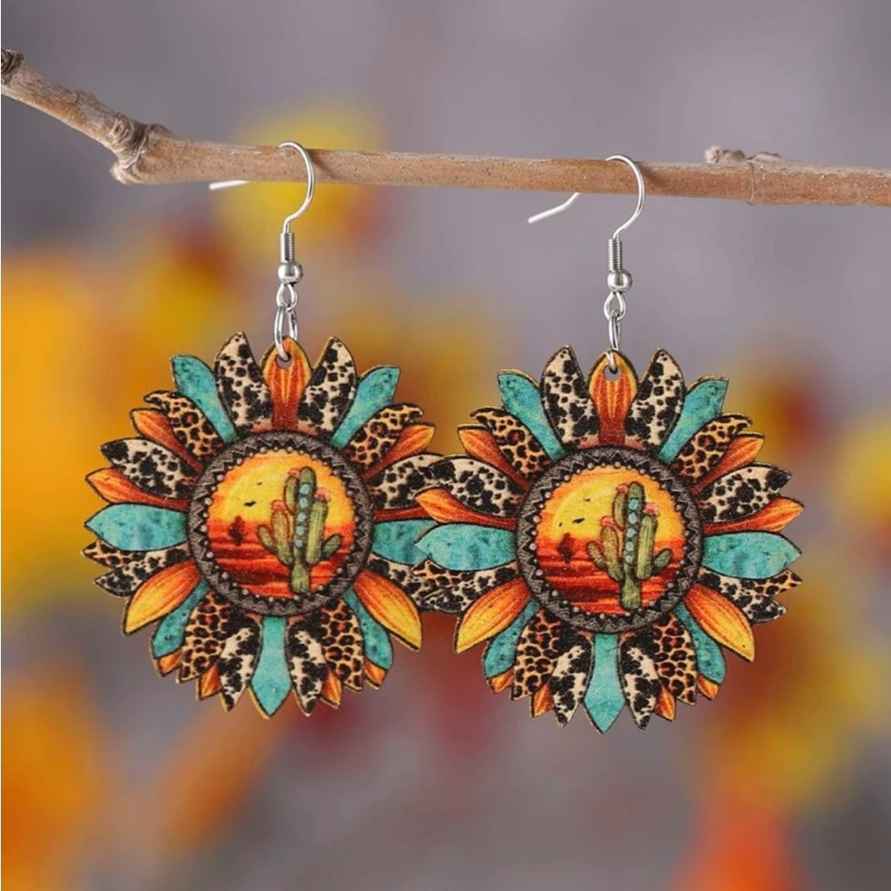 Boho Fall Sunflower Earrings
